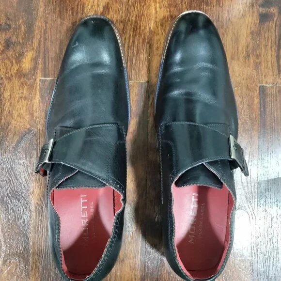 Moretti Black Label Leather Monk Strap Loafer Dress Shoes Men's Size 12 - Picture 6 of 12
